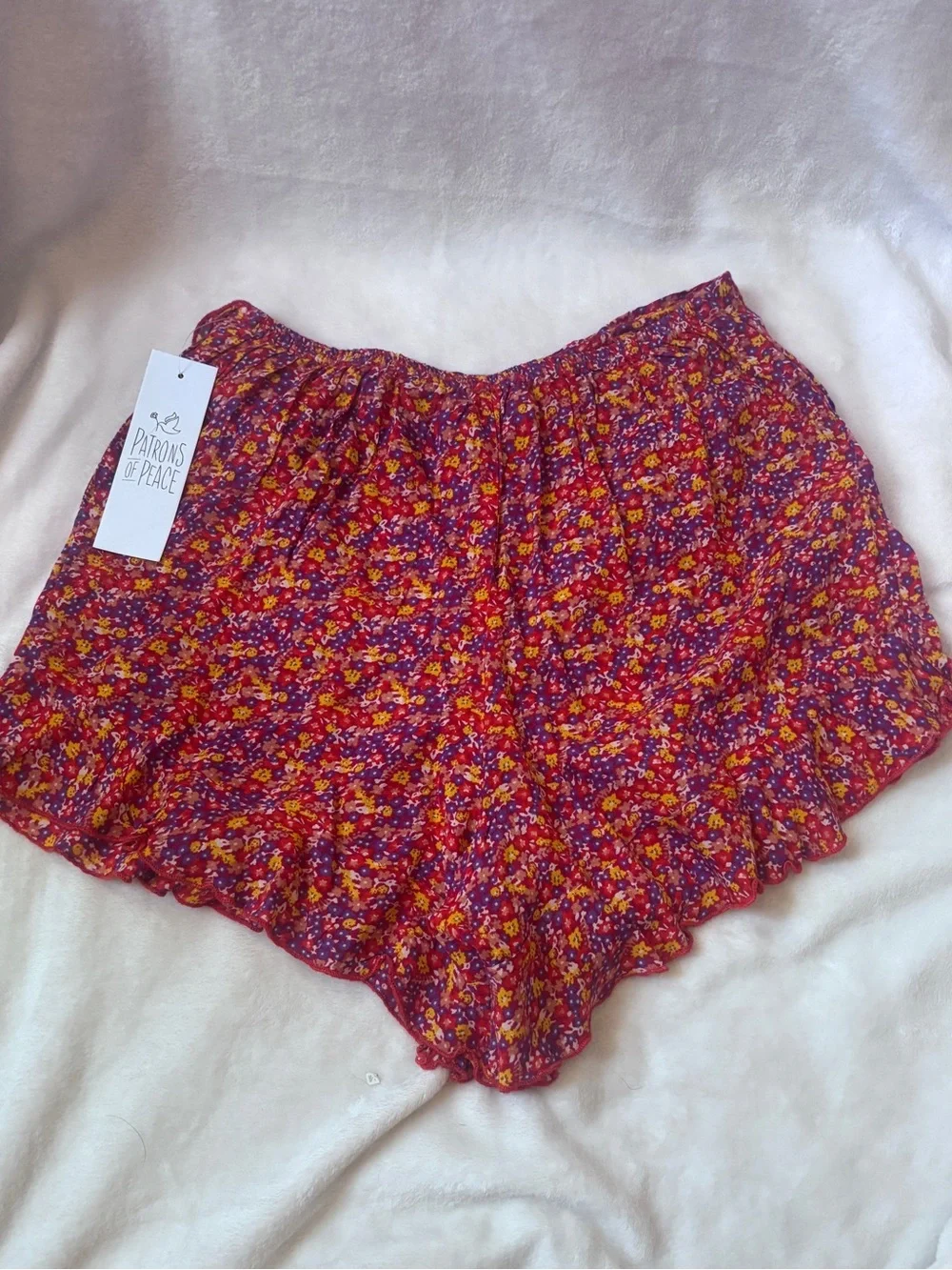 Patrons of Peace Raspberry Floral Ruffle Wrap Skort Size Small NWT Boho Festival